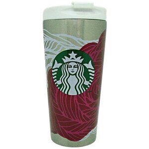 Starbucks Tumbler Mermaid Flowers Roses Silver Maroon Green White Flip Lid 16oz